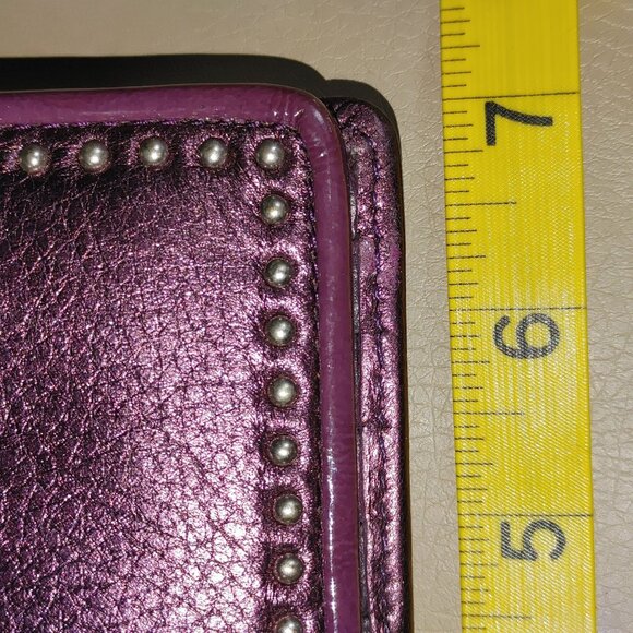 Brighton Pretty Tough Purple Studded Leather Wallet Card Slots Silver Tone Charm - Picture 5 of 12